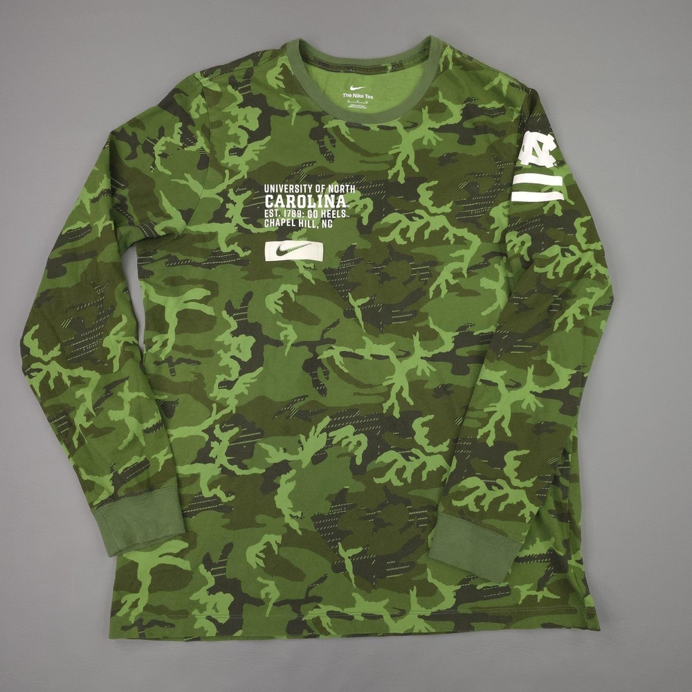 North Carolina Tar Heels Shirt Mens XL‎ Green Camo Long Sleeve Basketball Nike
